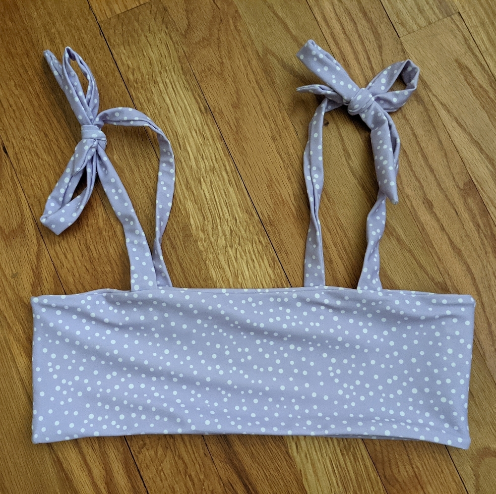 SOLD Shein tie shoulder bikini top Small purple polka